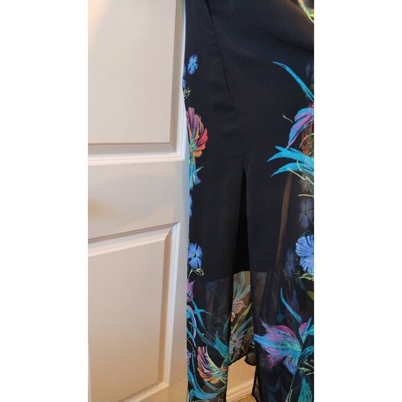 Connected Apparel Maxi Dress Black Tropical Flowers Lined size 14 - Picture 3 of 13